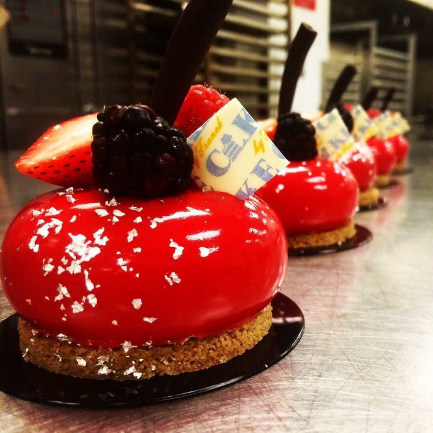 Entremets glacés aux fruits rouges, plaquette en chocolat CAKE by Franck
